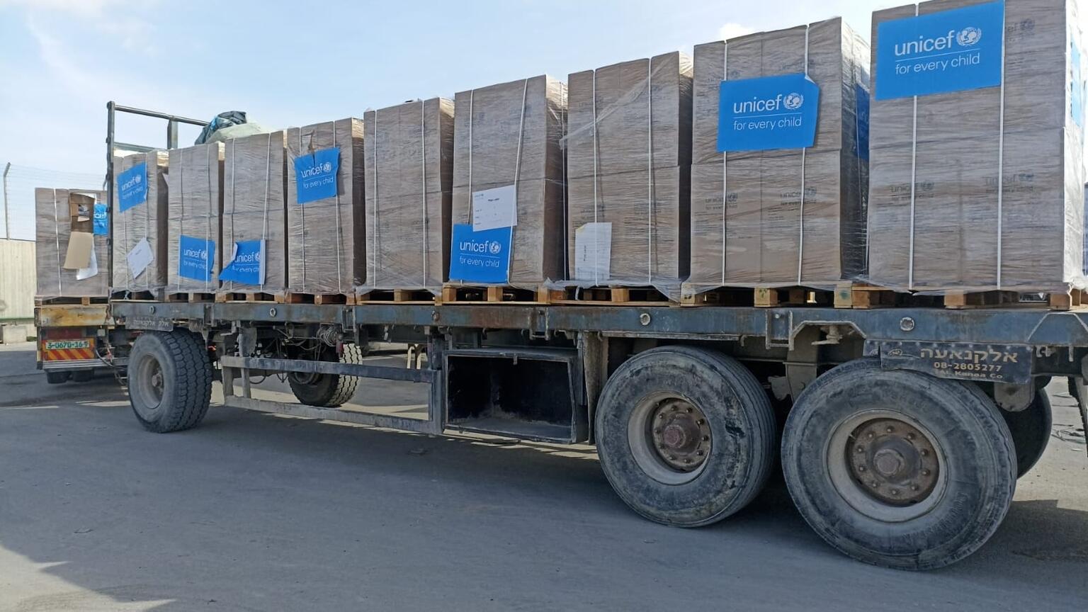 truck with supplies after ceasefire